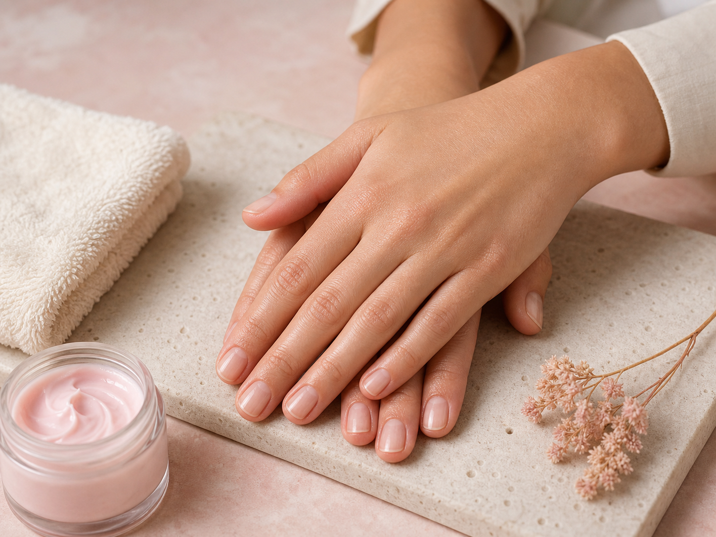 Manos cuidadas durante una experiencia de manicure spa
